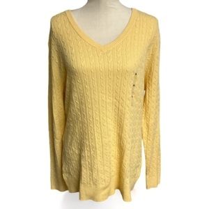 Basic Edition Ladies Pale Yellow Long Sleeve  Light Sweater Plus Size XXL NWT